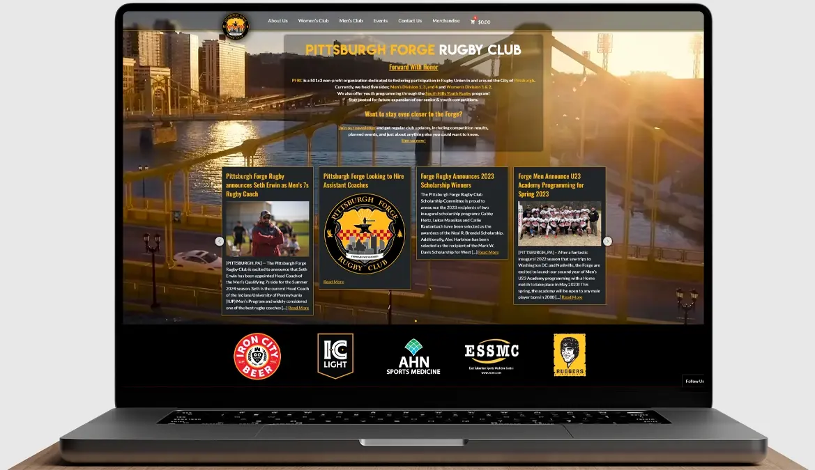 Pittsburgh Forge Rugby Club Website Preview