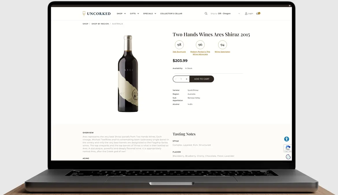 Uncorked.com Website Preview